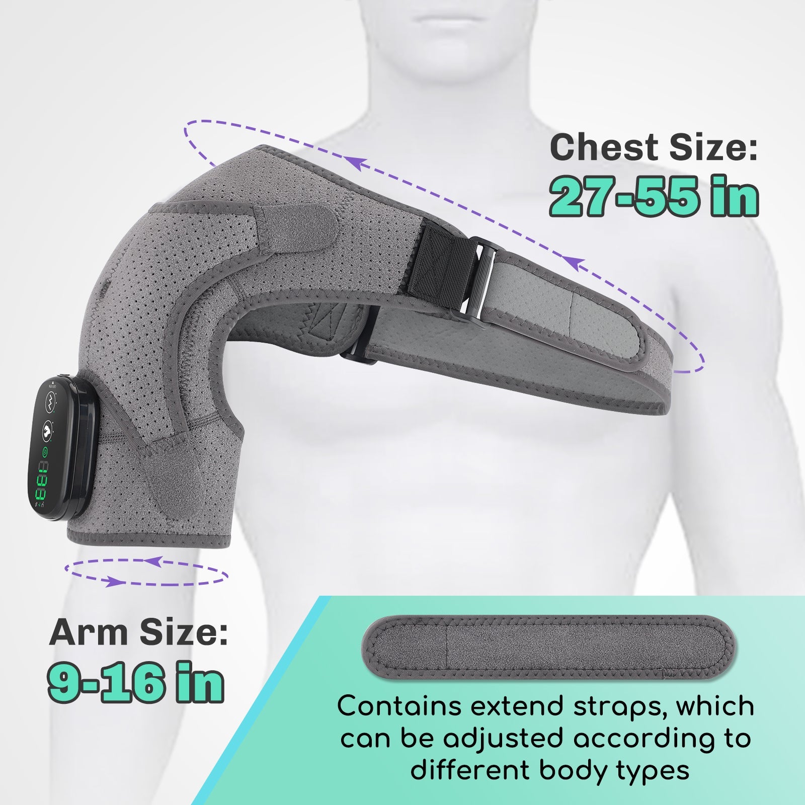 Hailicare Cordless Heating Vibration Shoulder Wrap Massager For Arthritis Pain Relief HailiCare