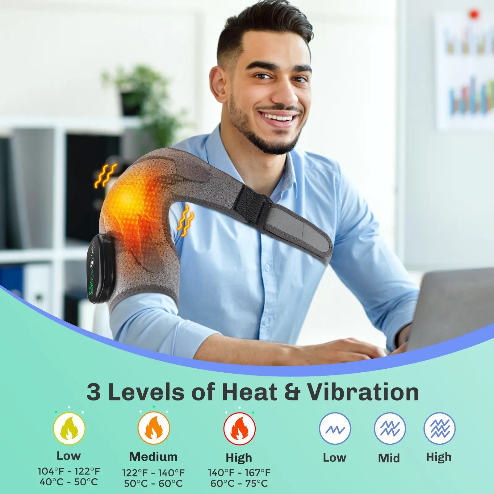 Hailicare Cordless Heating Vibration Shoulder Wrap Massager For Arthritis Pain Relief HailiCare