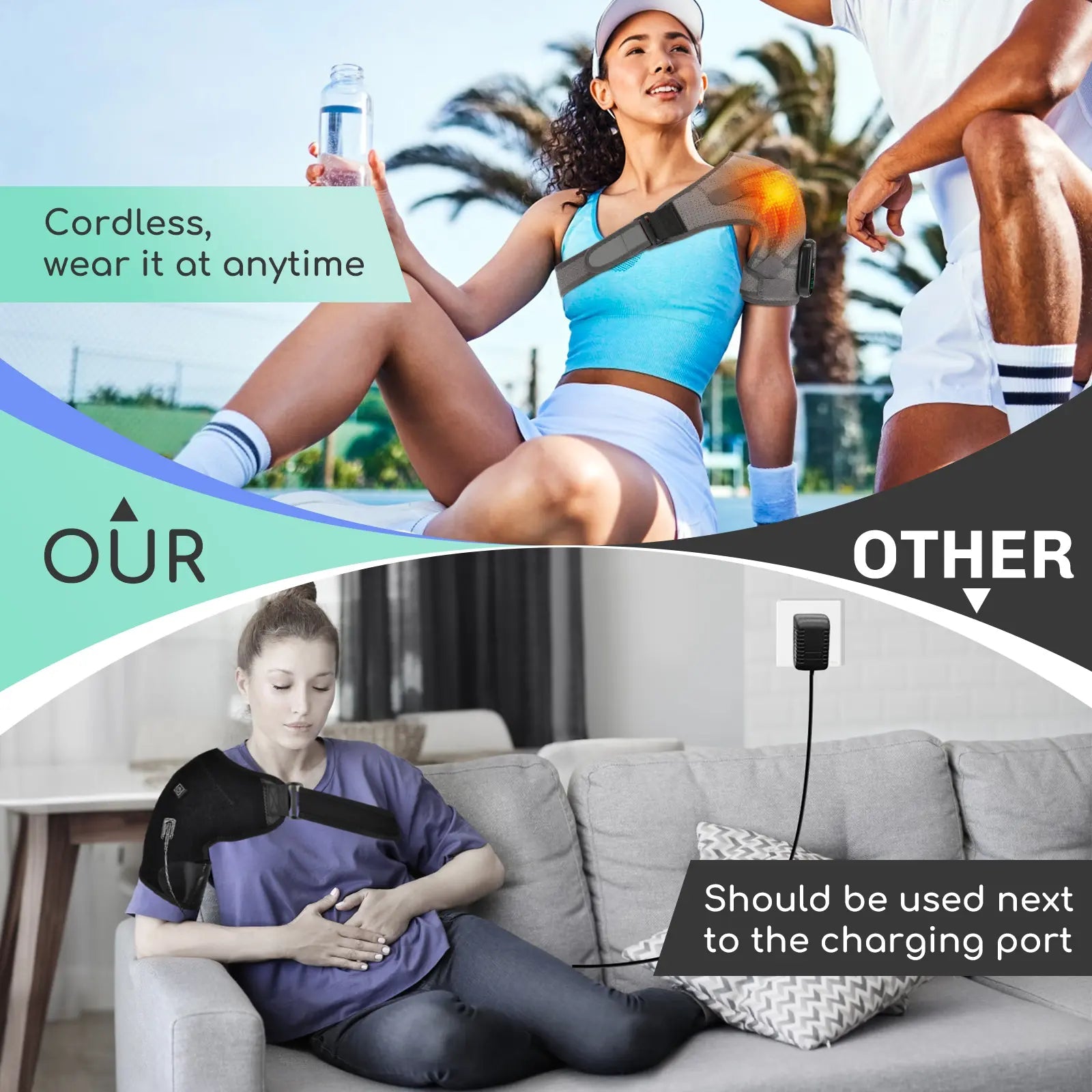Hailicare Cordless Heating Vibration Shoulder Wrap Massager For Arthritis Pain Relief HailiCare
