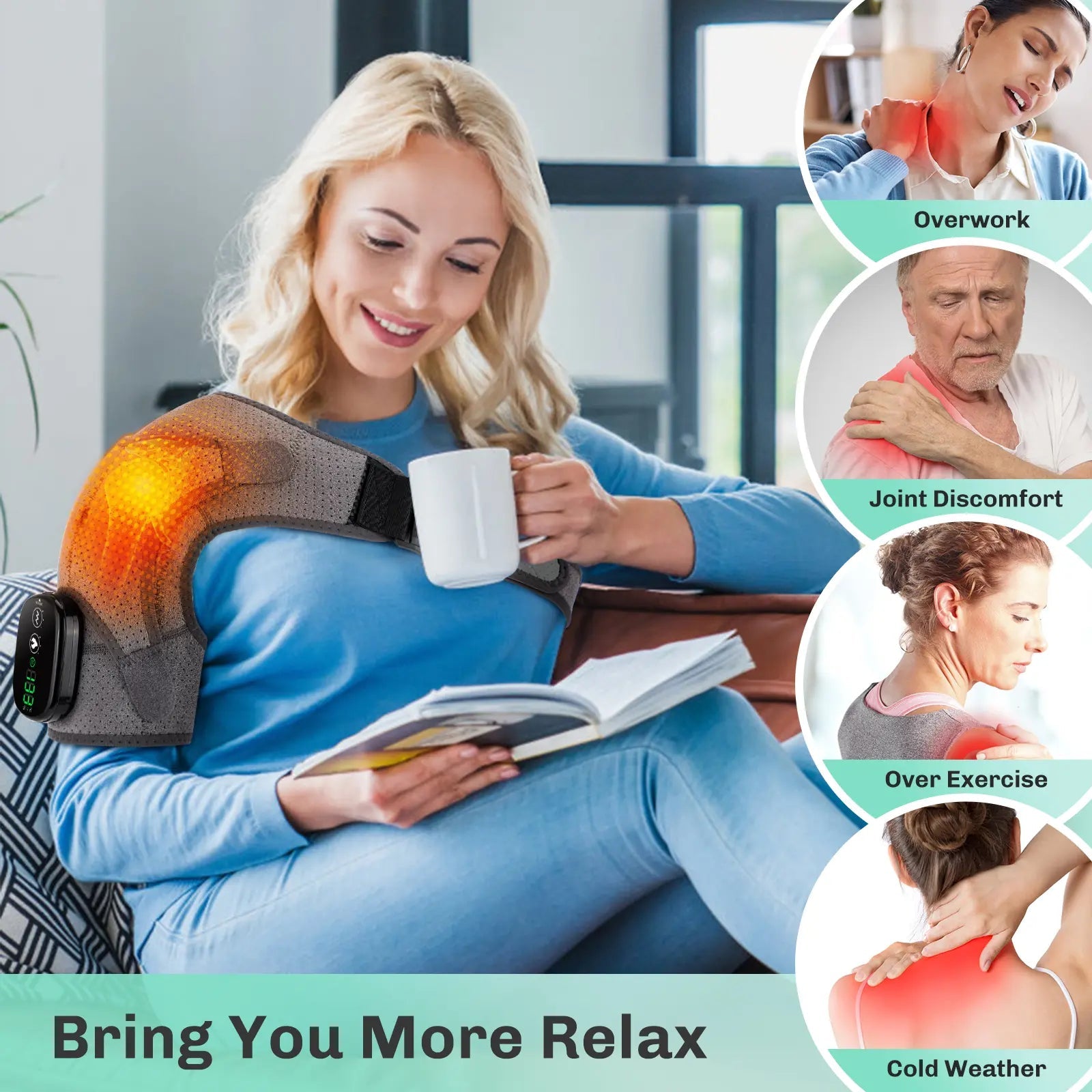 Hailicare Cordless Heating Vibration Shoulder Wrap Massager For Arthritis Pain Relief HailiCare