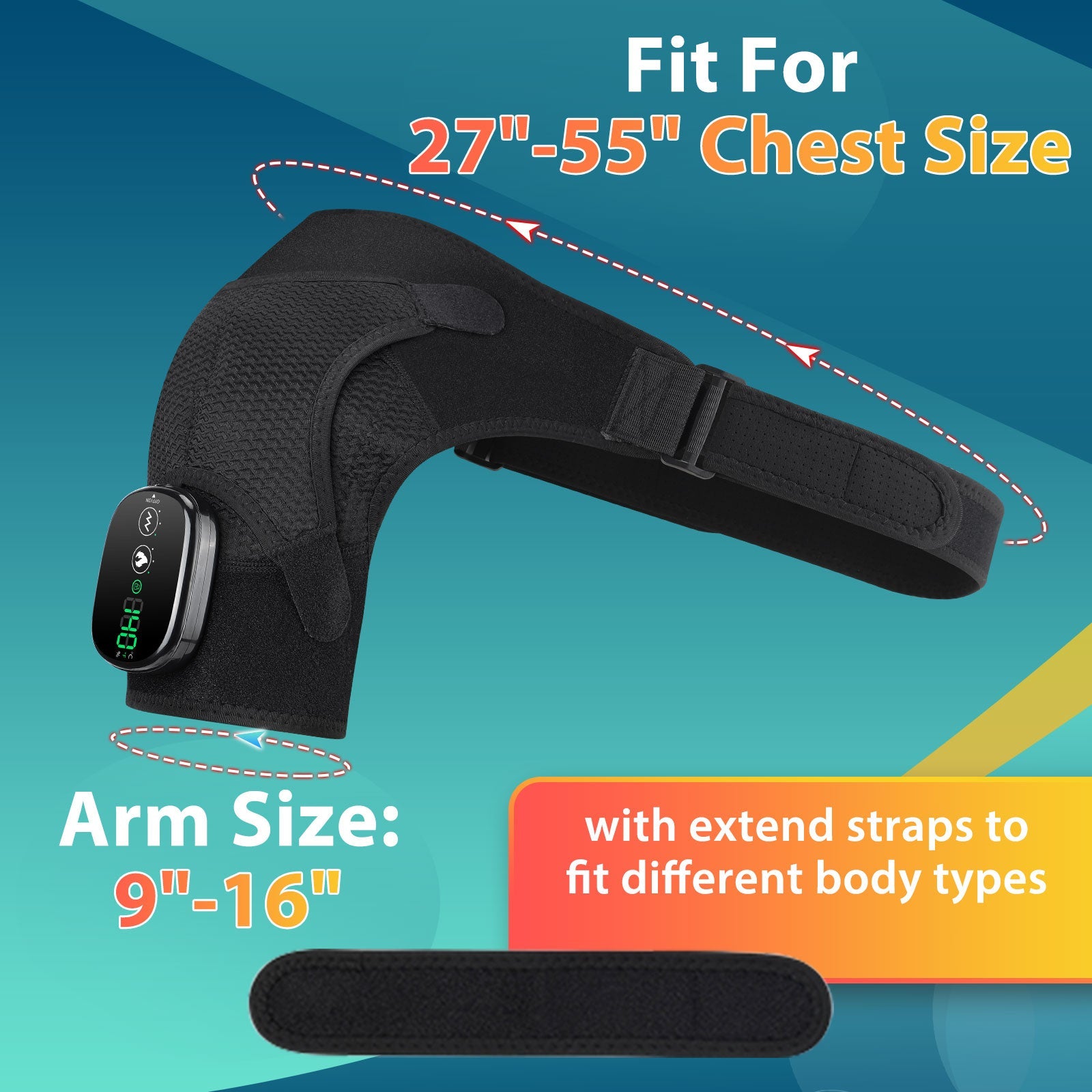 Heated Shoulder Wrap with Massage for Muscle Relief with 3 Heat & Vibration Settings, Black Shoulder Massager Hwallkare