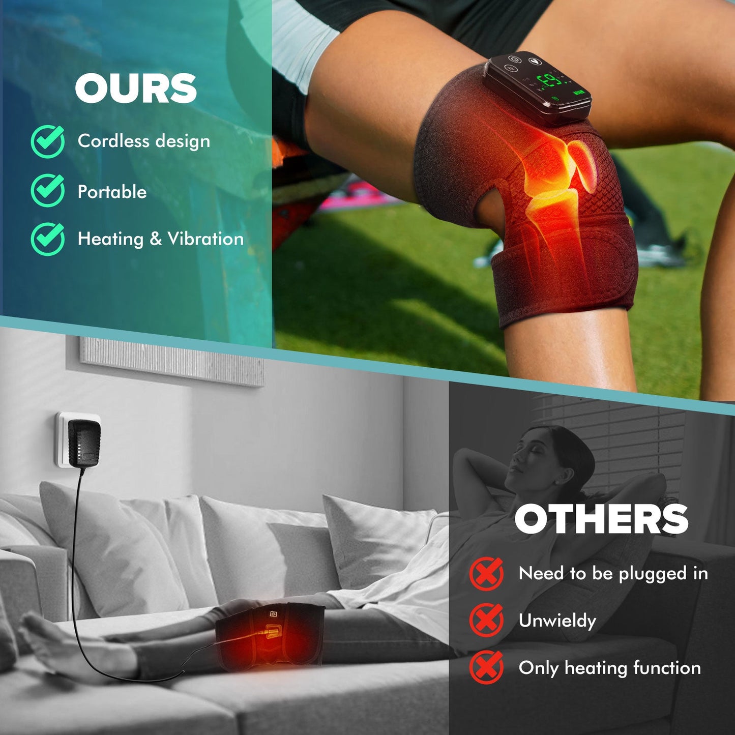 Heated vibrating knee massager, effectively relieves muscle soreness HailiCare