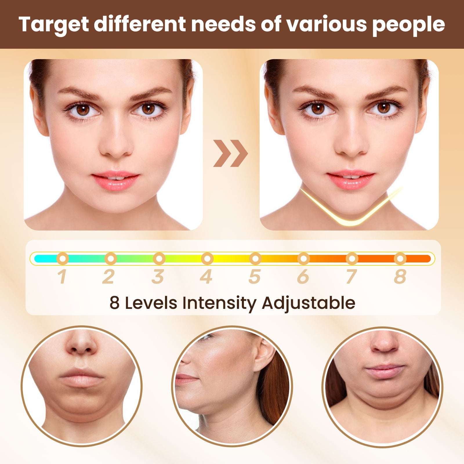 HailiCare V Face Lifting Device Firming Facial Massager Facial Beauty Instrument Face Slimming Massager Double Chin Removal Electric Double Chin and Intelligent V-Shaped Face Machine with 6 Modes & 8 Adjustable Intensities HailiCare Health & Beauty