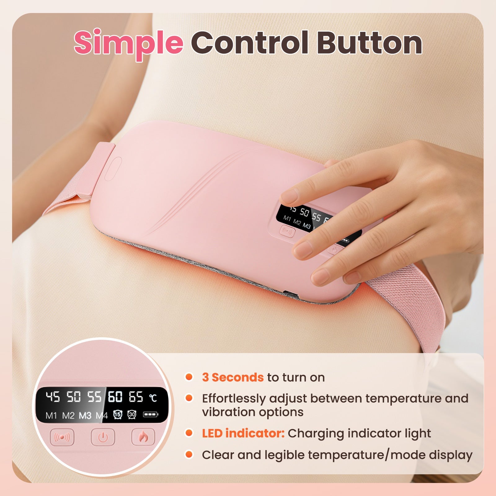 HailiCare Menstrual Relief Portable Cordless Heating Pad Electric Fast Heating Vibration Massage Belt Reduce Dysmenorrhea Abdominal Warmer Belt Women Period Heating Belt with 5 Heat Levels and 4 Massage Modes HailiCare Health & Beauty
