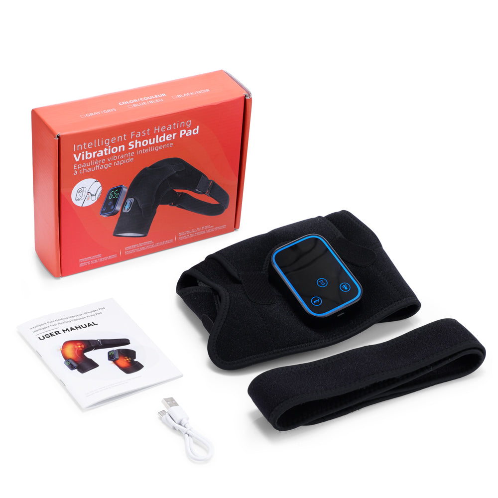 Detachable Wireless APP Control Electric Heating Vibration Shoulder Massager Brace 7 Temperature Levels 3 Timing Level Pain Relief 3 Levels Timer Shoulder Massage Belt Brace Touch Control LCD Display Graphene Heating Shoulder Support Strap HailiCare Health & Beauty