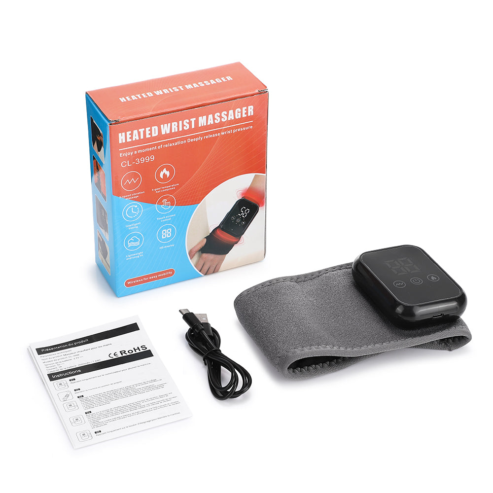 Cordless Wrist Heating Pad Wrap, Heated Wrist Brace with Heating & 3 Vibration Modes, Portable Hand Wrap Brace for Left & Right to Keep Wrist Warmers Carpal Tunnel Hand Massager Agdoad