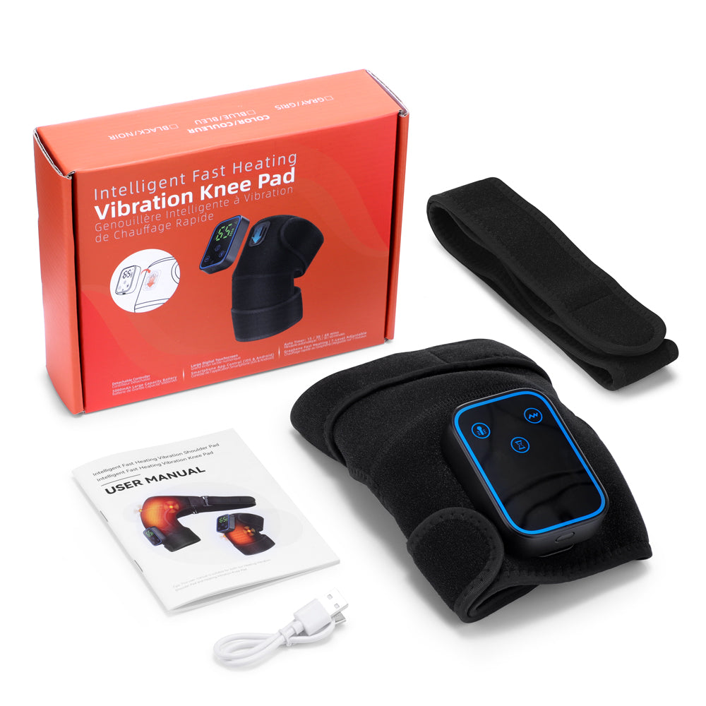 Graphene Heating Knee Massager 7 Levels Temperature 3 Levels Timer Vibration Heated Knee Pad for Knee Shoulder Elbow Arthritis Warm Wrap Large LCD Display Knee Brace for Joint Pain Relief Hot Compress Vibration Massage HailiCare Health & Beauty