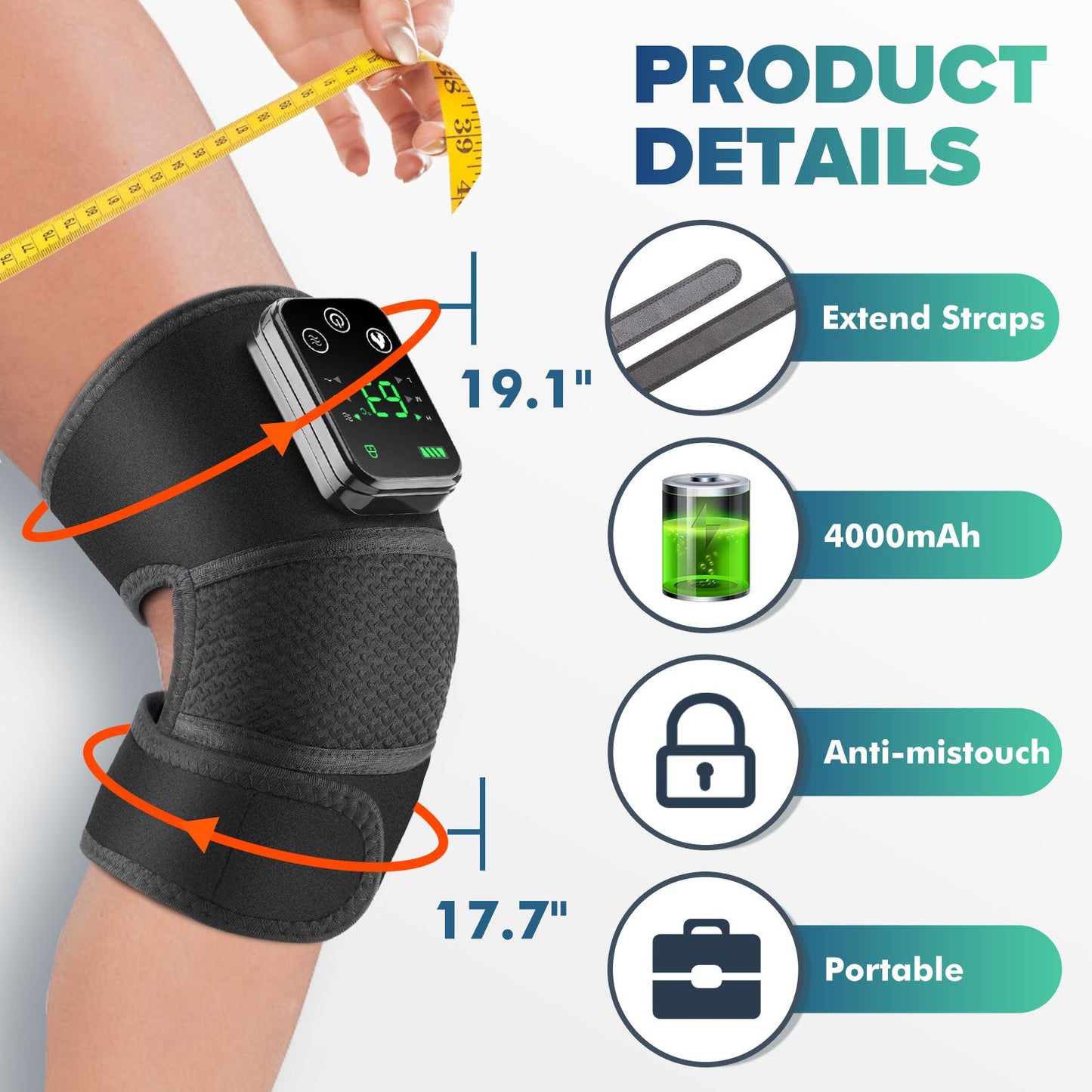 Heated vibrating knee massager, effectively relieves muscle soreness HailiCare