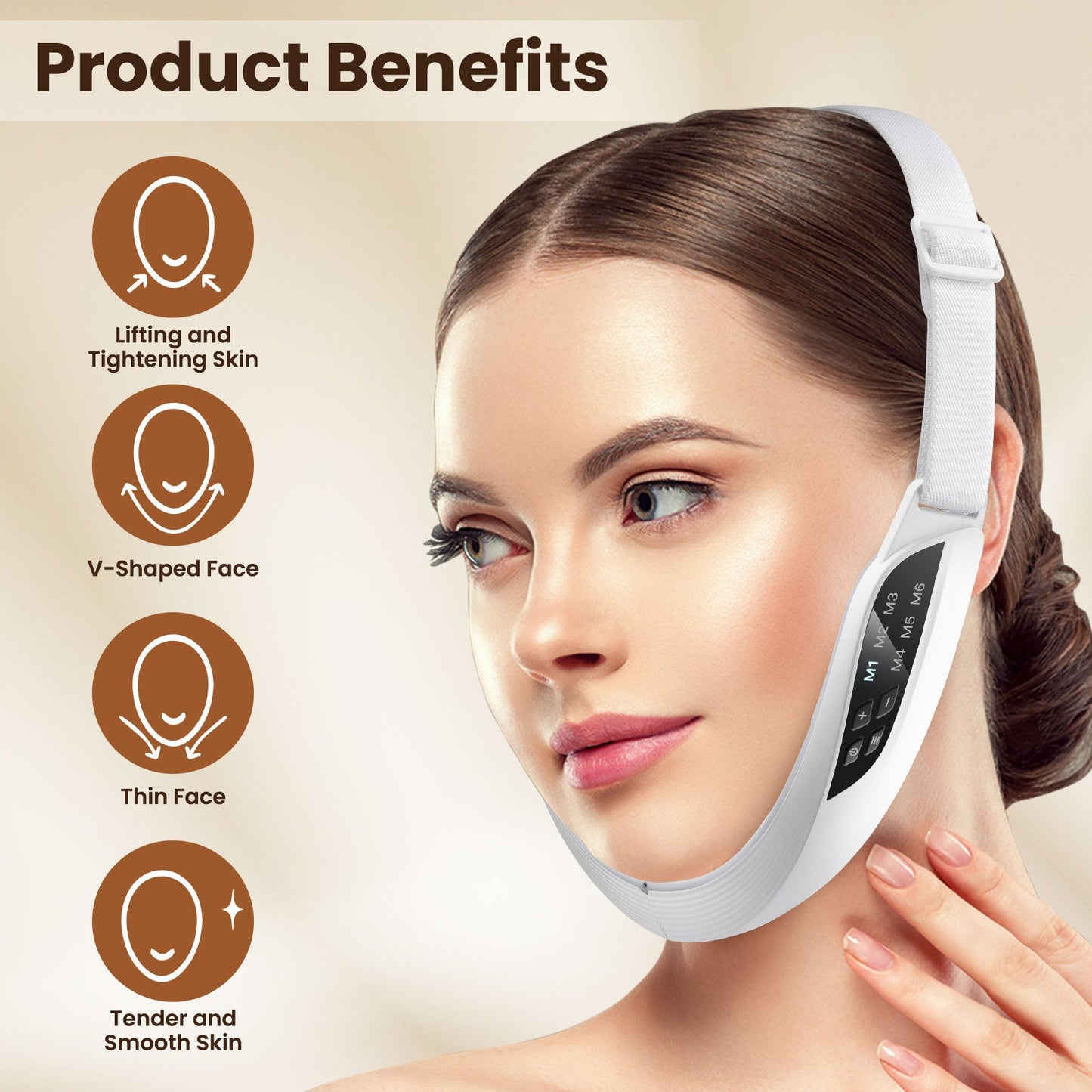 HailiCare V Face Lifting Device Firming Facial Massager Facial Beauty Instrument Face Slimming Massager Double Chin Removal Electric Double Chin and Intelligent V-Shaped Face Machine with 6 Modes & 8 Adjustable Intensities HailiCare Health & Beauty
