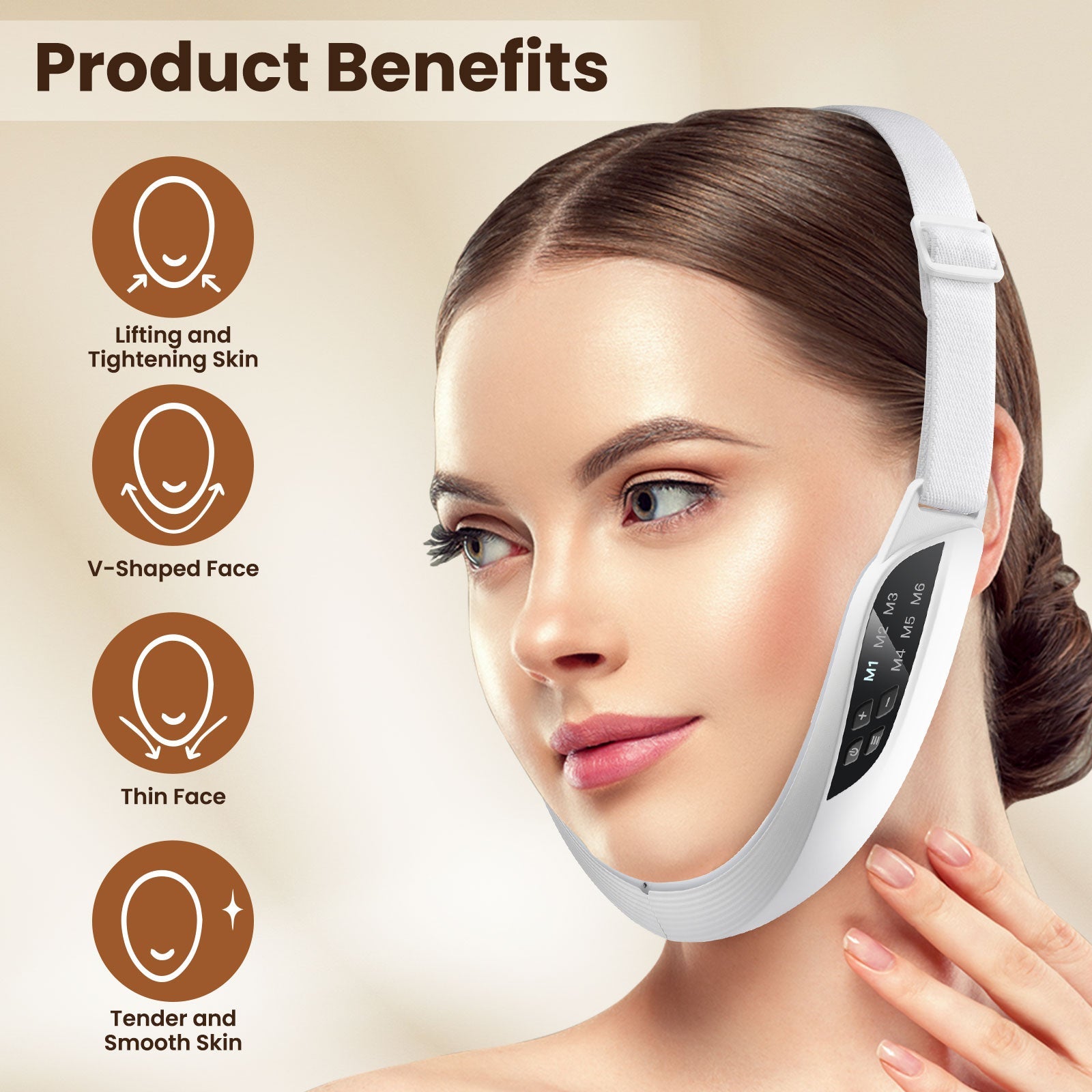 HailiCare V Face Lifting Device Firming Facial Massager Facial Beauty Instrument Face Slimming Massager Double Chin Removal Electric Double Chin and Intelligent V-Shaped Face Machine with 6 Modes & 8 Adjustable Intensities HailiCare Health & Beauty