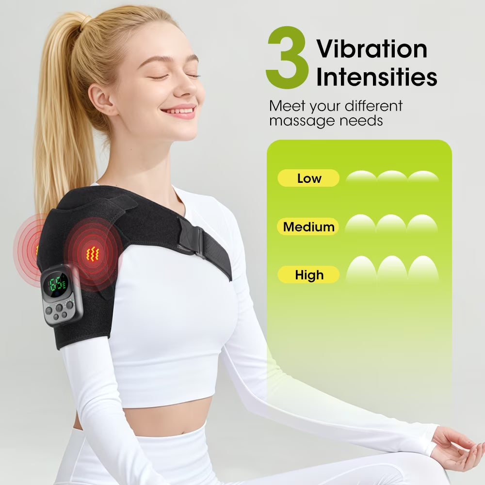 Shoulder Heating Pads with Massage, Heated Shoulder Wrap with 8 EMS Micro-Current Modes,Cordless Shoulder Massager with 5000mAh Battery,Heated Shoulder Brace with 6 Heat & 3 Vibration for Relax Gifts Agdoad