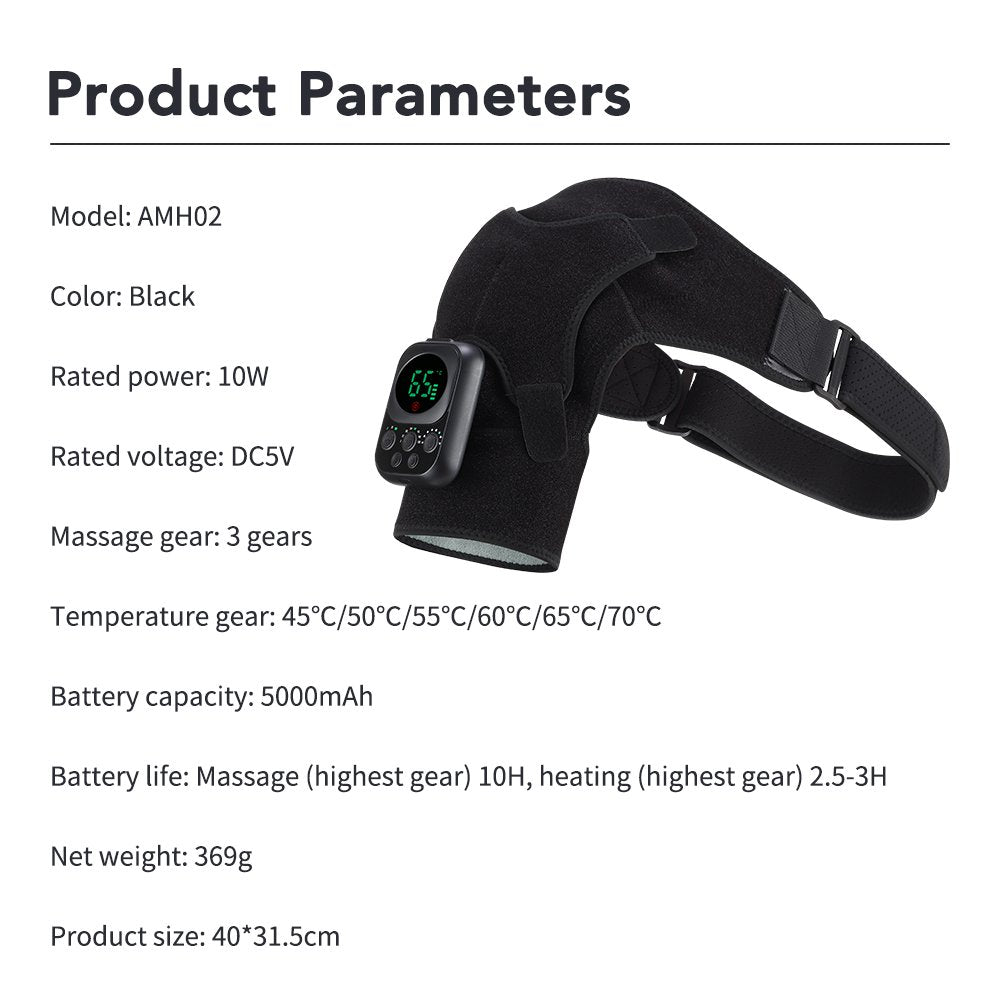 Shoulder Heating Pads with Massage, Heated Shoulder Wrap with 8 EMS Micro-Current Modes,Cordless Shoulder Massager with 5000mAh Battery,Heated Shoulder Brace with 6 Heat & 3 Vibration for Relax Gifts Agdoad