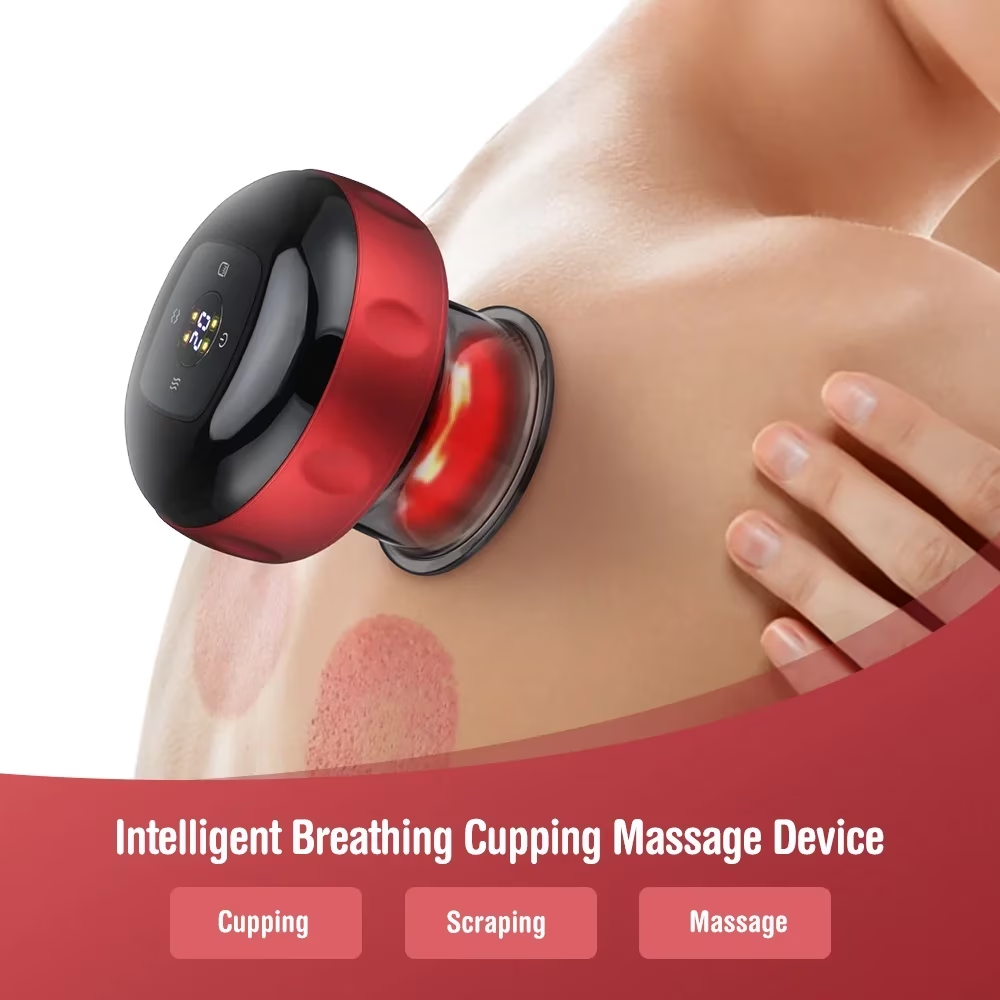 Wireless Remote Electric Smart Dynamic Cupping Massage Kit, 6-in-1 Cupping Set with 12 Intensity & Heat Levels, 3 Cup Sizes, 20-Min Timer, for Back, Neck, Shoulder & Muscle Relaxation Agdoad