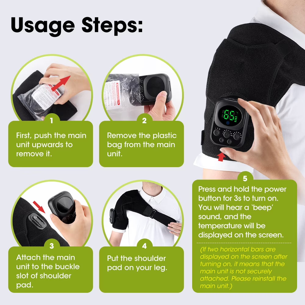 Shoulder Heating Pads with Massage, Heated Shoulder Wrap with 8 EMS Micro-Current Modes,Cordless Shoulder Massager with 5000mAh Battery,Heated Shoulder Brace with 6 Heat & 3 Vibration for Relax Gifts Agdoad