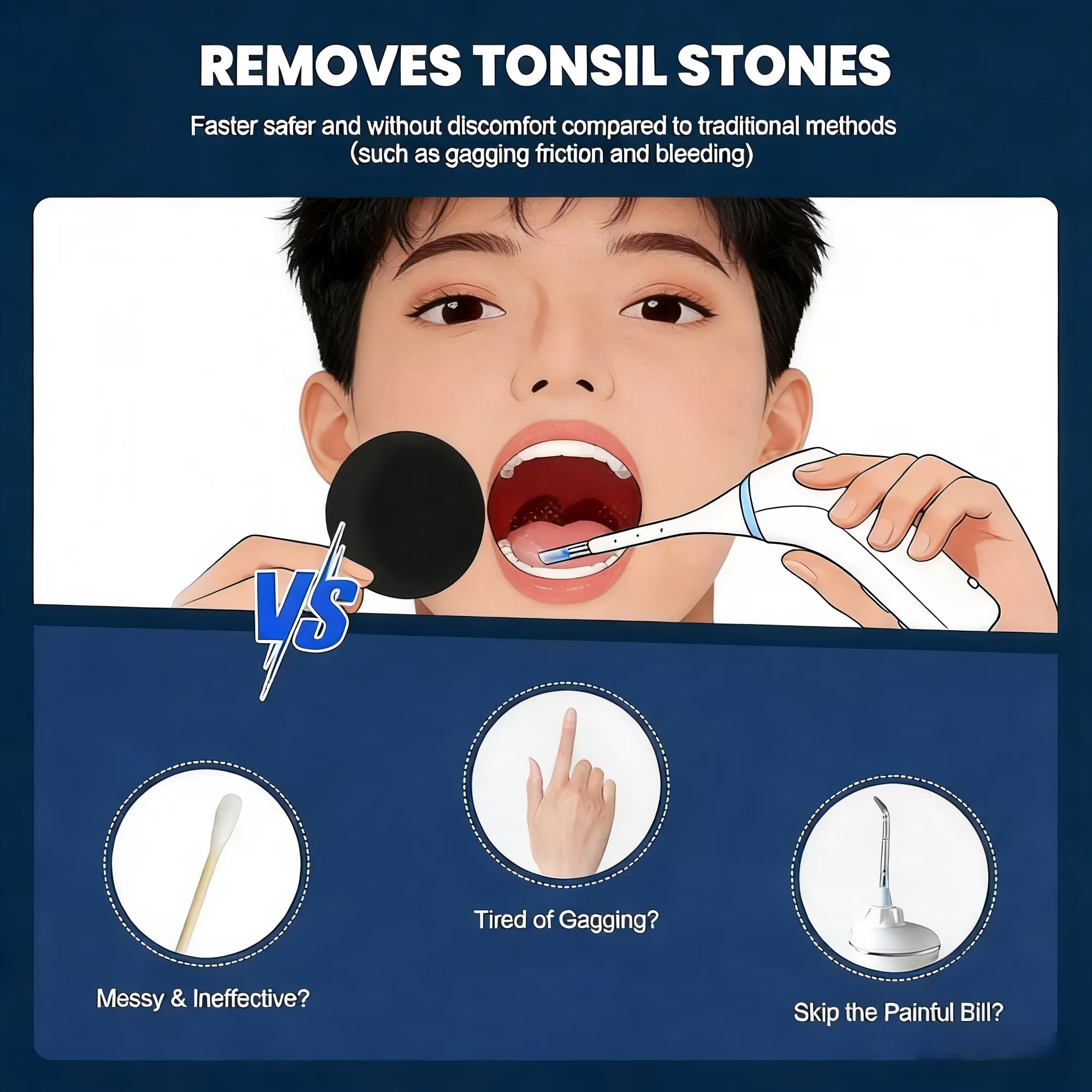 Electronic Tonsil Stone Remover Vacuum,Cordless Tonsil Stone Removal Kit Tool with 75KPA Suction & LED Light,Upgraded Tonsil Cleaner,5X Magnifying Mirror,Fight Bad Breath, Mouth Cleaning Oral Care BearCris