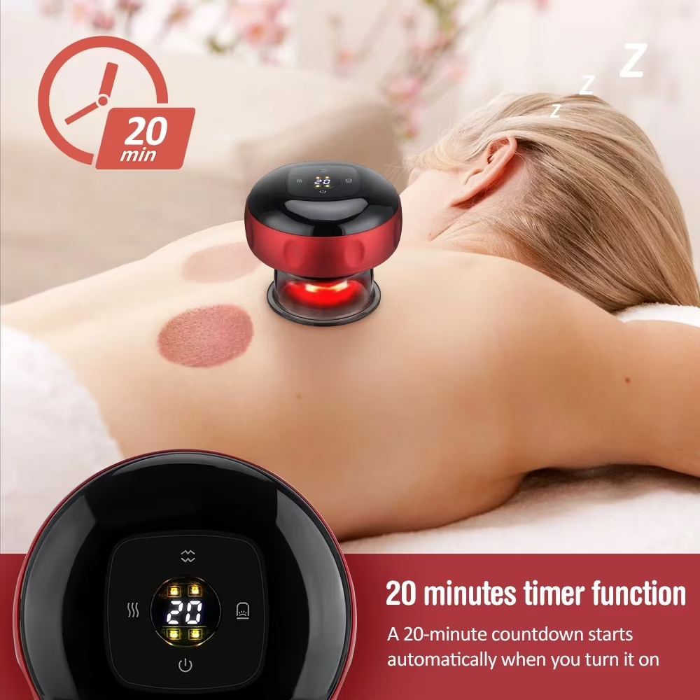 Wireless Remote Electric Smart Dynamic Cupping Massage Kit, 6-in-1 Cupping Set with 12 Intensity & Heat Levels, 3 Cup Sizes, 20-Min Timer, for Back, Neck, Shoulder & Muscle Relaxation Agdoad