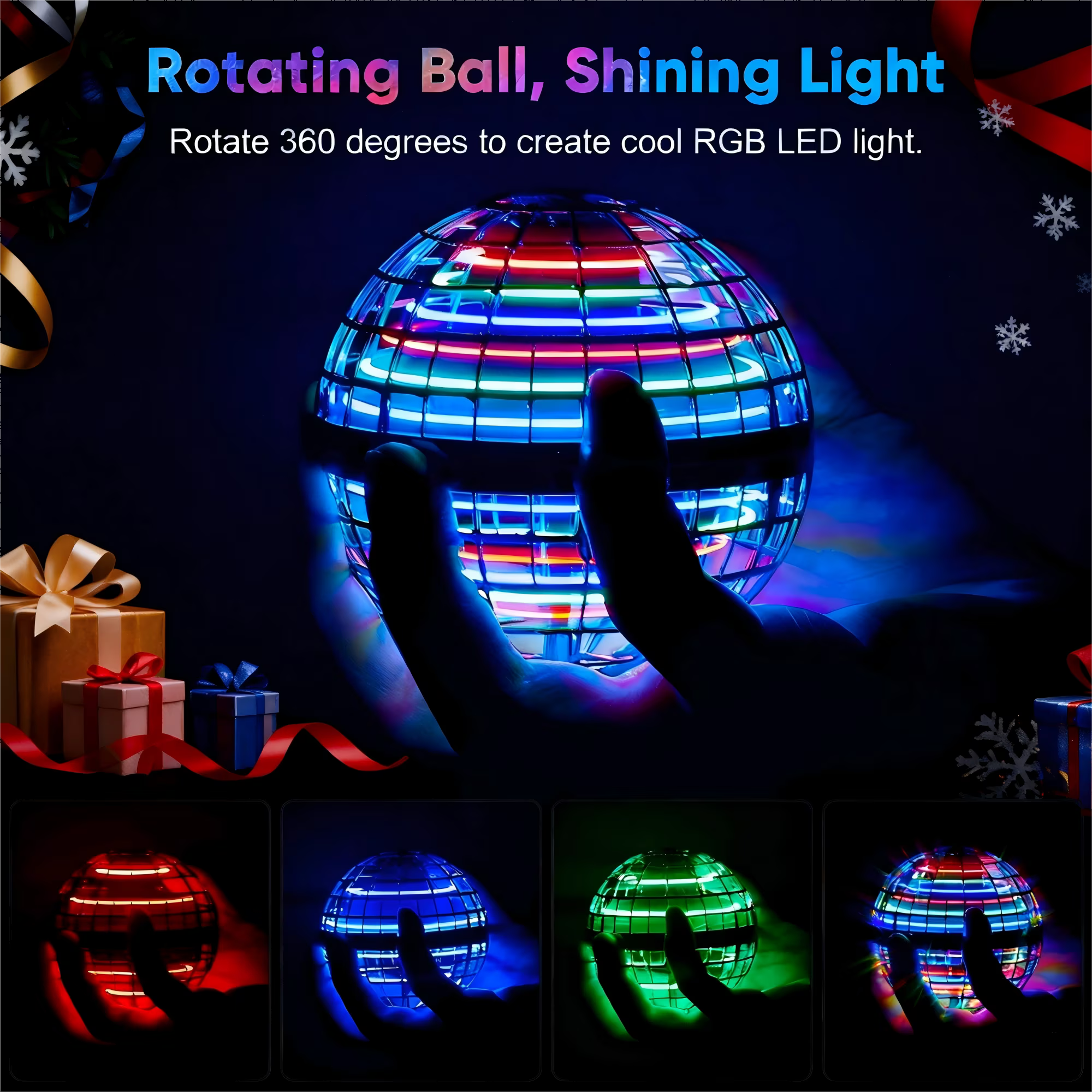 Flying Orb Ball Toys 360°Rotating Soaring Hover Orb Boomerang Spinner Magic LED Light Flying Ball Toys Hand Controlled Spinning Drone Ball Safe for Kids Adults Indoor Outdoor, Age for 6+ Agdoad