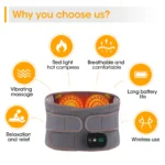 Hailicare Heating Massage Belt for Back Pain Relief, Red Light Therapy Hot Compress Cordless Heating Pad