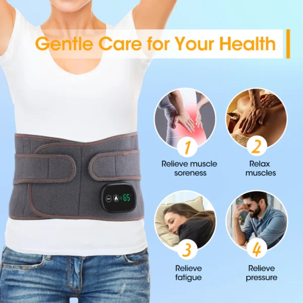 Hailicare Heating Massage Belt for Back Pain Relief, Red Light Therapy Hot Compress Cordless Heating Pad