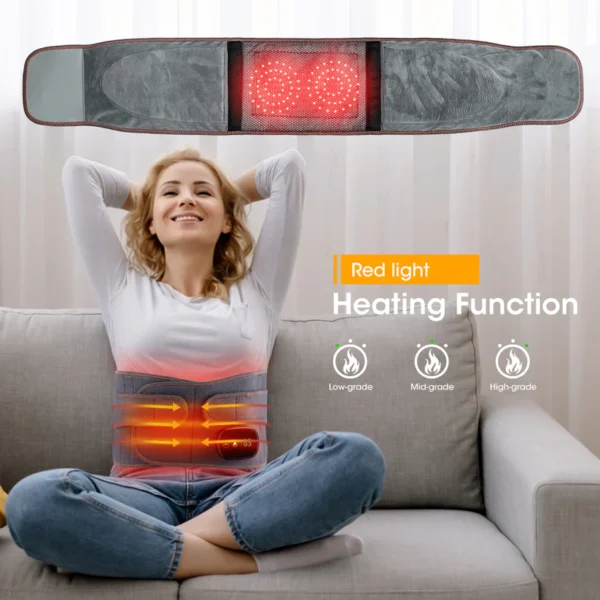 Hailicare Heating Massage Belt for Back Pain Relief, Red Light Therapy Hot Compress Cordless Heating Pad