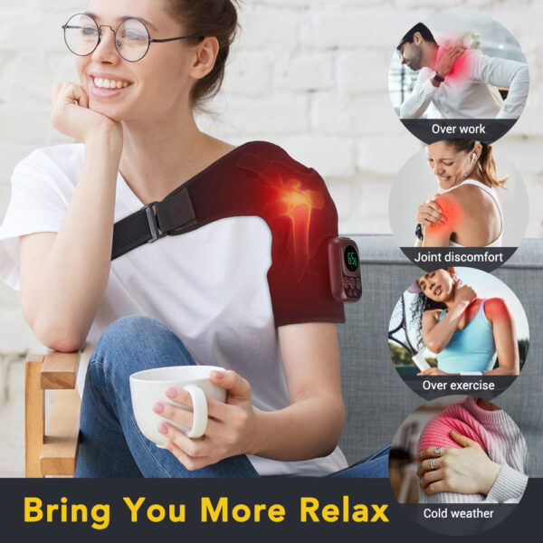 Hailicare Detachable App Control Heating Vibration Shoulder Wrap Massager For Arthritis Pain Relief