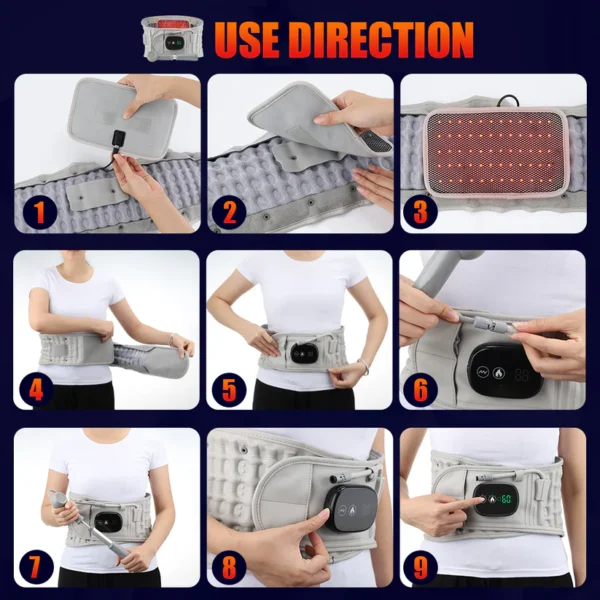 Hailicare LED Massaging Heating Inflatable Decompression Waist Belt