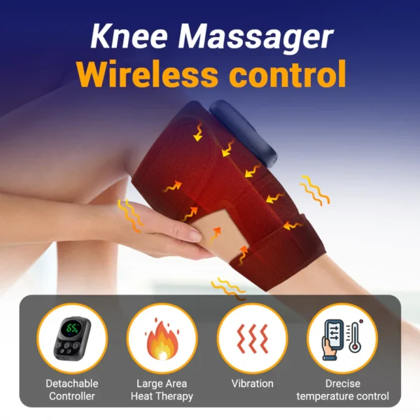 Hailicare Wireless Control Heating Knee Massage Pad for Arthritis Joint Pain Relief Knee Brace Massager
