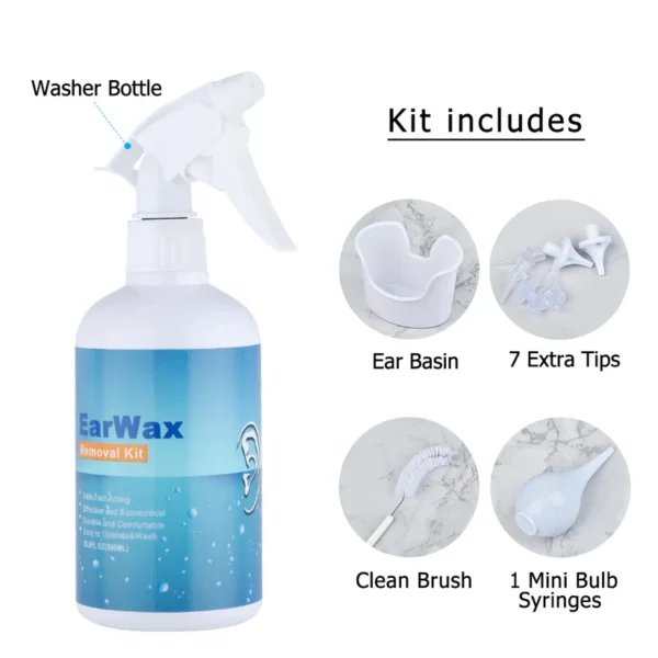 Ear Wax Removal Cleaner Irrigation Kit With 500ml Water Bottle